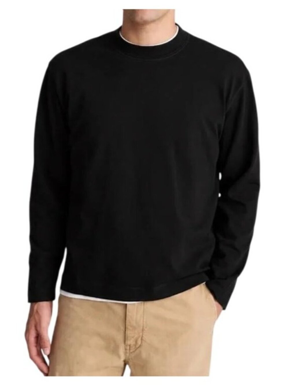Madewell Mens Heavyweight Long-Sleeve Mockneck Tee~Size M~Black NWT L12 16